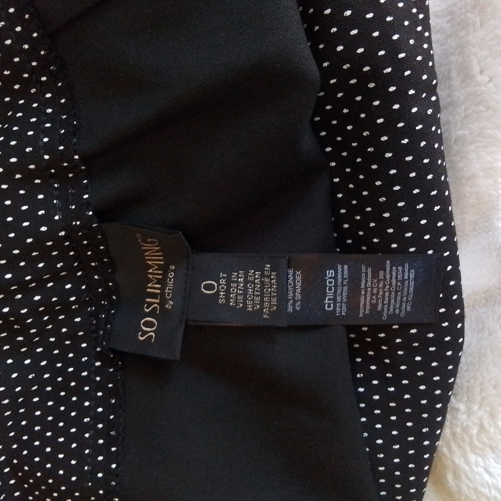 Chico's black pull-on shorts. "So slimming" brand. White dotted. - Picture 4 of 4
